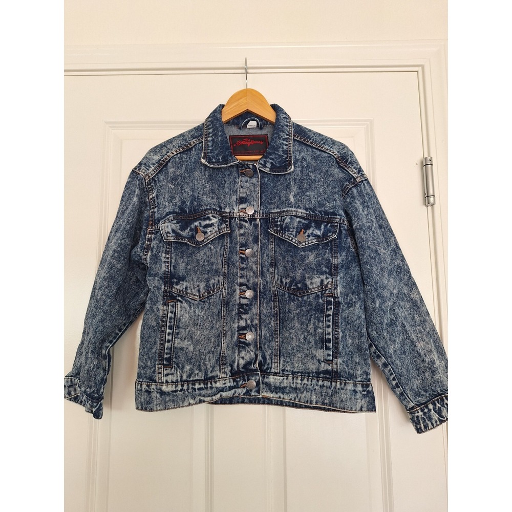 Vintage Blue Distressed Denim Jacket the Rolling Stones Sz S